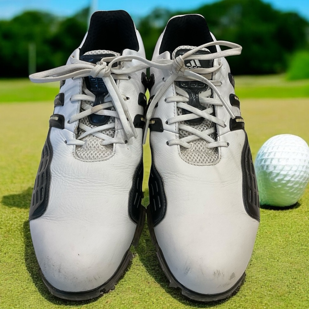 Adidas Grip Zone Golf Shoes, Men’s Size 12, Leather, Black & White